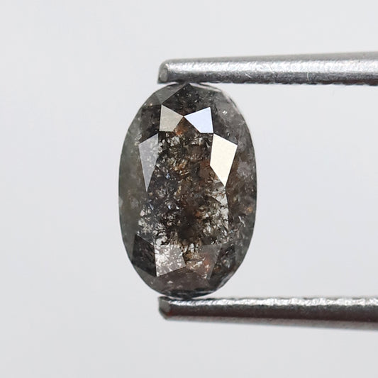 Oval Shape 0.65 CT Salt and Pepper Diamond, Natural Black Gray Conflict Free Loose Diamond for Custom Bridal Jewelry