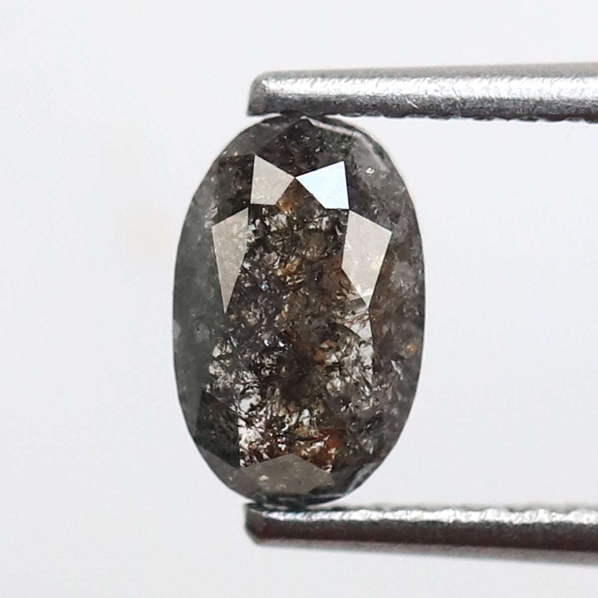 Oval Shape 0.65 CT Salt and Pepper Diamond, Natural Black Gray Conflict Free Loose Diamond for Custom Bridal Jewelry