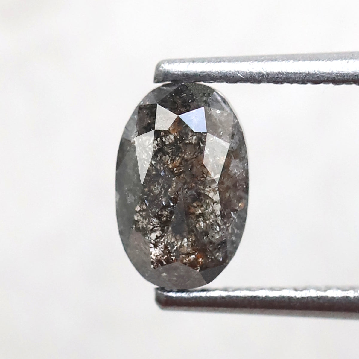 Oval Shape 0.65 CT Salt and Pepper Diamond, Natural Black Gray Conflict Free Loose Diamond for Custom Bridal Jewelry