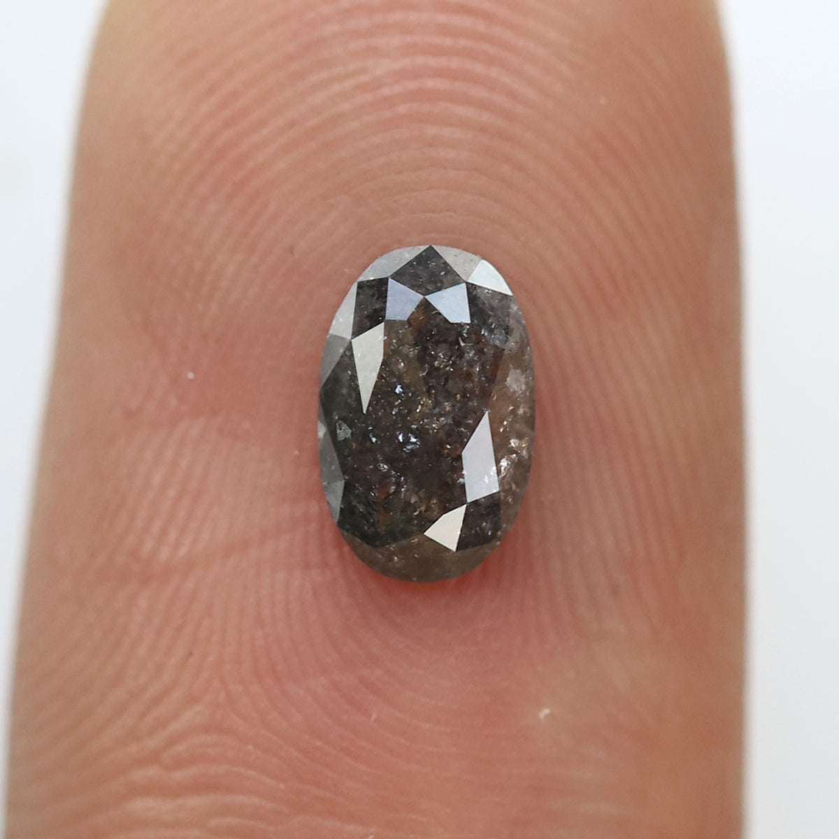Oval Shape 0.65 CT Salt and Pepper Diamond, Natural Black Gray Conflict Free Loose Diamond for Custom Bridal Jewelry
