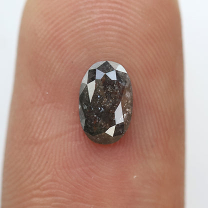 Oval Shape 0.65 CT Salt and Pepper Diamond, Natural Black Gray Conflict Free Loose Diamond for Custom Bridal Jewelry