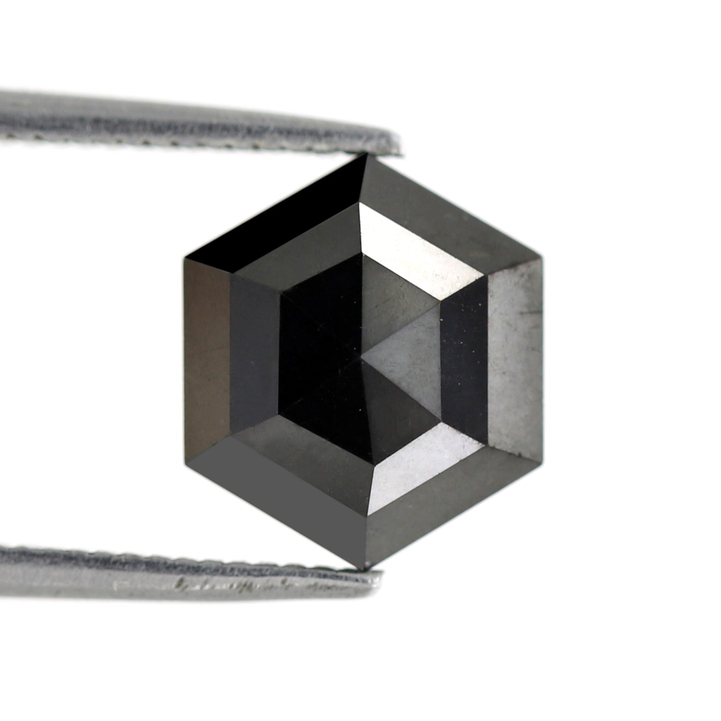 9.8 x 9.8 MM Perfect Hexagon Shaped 3.32 CT Heated Black Half Step Cut Flat Back AAA Quality Natural Loose Ethically Sourced Diamond
