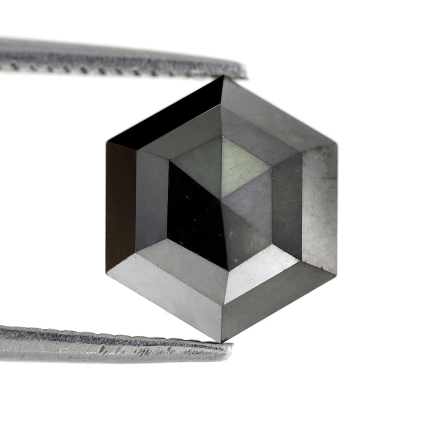 9.8 x 9.8 MM Perfect Hexagon Shaped 3.32 CT Heated Black Half Step Cut Flat Back AAA Quality Natural Loose Ethically Sourced Diamond