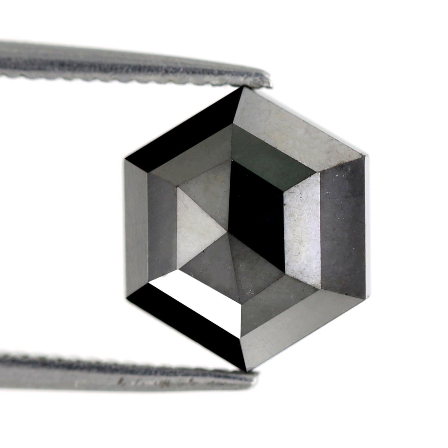9.8 x 9.8 MM Perfect Hexagon Shaped 3.32 CT Heated Black Half Step Cut Flat Back AAA Quality Natural Loose Ethically Sourced Diamond