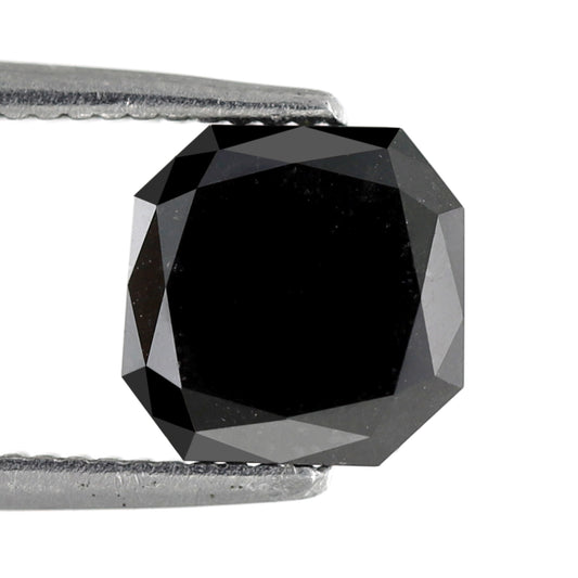 2.25 CT Asscher Shape Diamond Black Color Diamond Loose Natural Diamond Heated Black Diamond Super Quality Diamond Natural Diamond