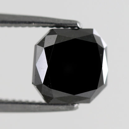 2.25 CT Asscher Shape Diamond Black Color Diamond Loose Natural Diamond Heated Black Diamond Super Quality Diamond Natural Diamond