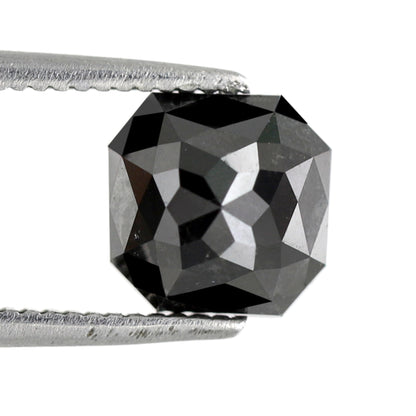 2.25 CT Asscher Shape Diamond Black Color Diamond Loose Natural Diamond Heated Black Diamond Super Quality Diamond Natural Diamond