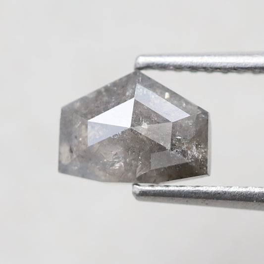 Natural Geometric cut 1.34 CT Ethical Diamond, 5.80 MM Gray Black Loose Salt and Pepper Conflict Free Diamond