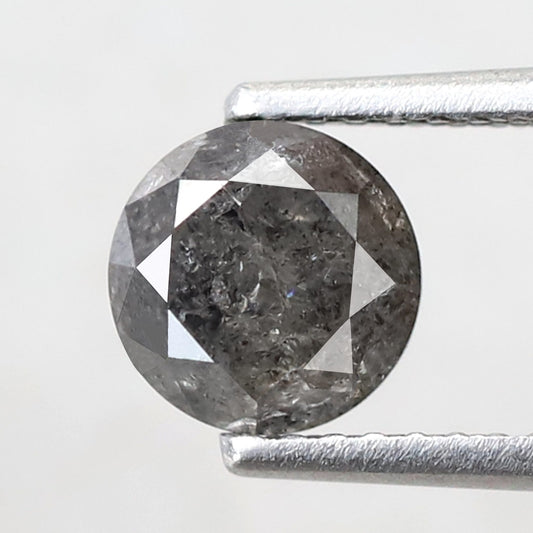 1.17 CT Round Brilliant cut Loose Diamond, Natural Gray Black Salt and Pepper Conflict Free Diamond For Wedding Ring