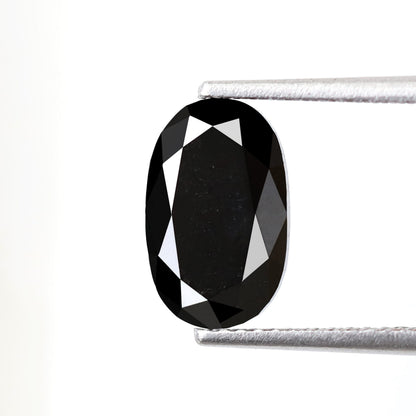 2.20 Ct Natural Treated Black Diamond, Oval Shape 10.7 mm Loose Diamond for Unique Engagement Ring