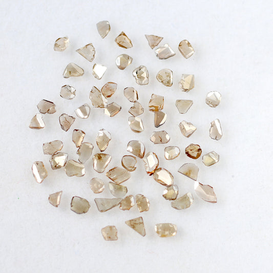 4.37 CT Champagne Loose Slice Polki Diamonds, 3 mm to 5 mm 61 Pcs Conflict Free Diamonds Lot