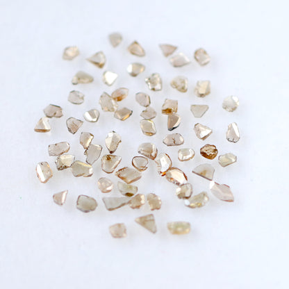 4.37 CT Champagne Loose Slice Polki Diamonds, 3 mm to 5 mm 61 Pcs Conflict Free Diamonds Lot