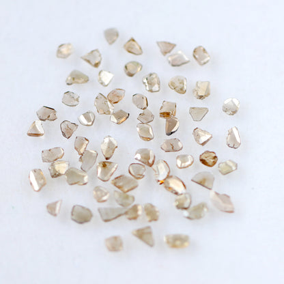 4.37 CT Champagne Loose Slice Polki Diamonds, 3 mm to 5 mm 61 Pcs Conflict Free Diamonds Lot