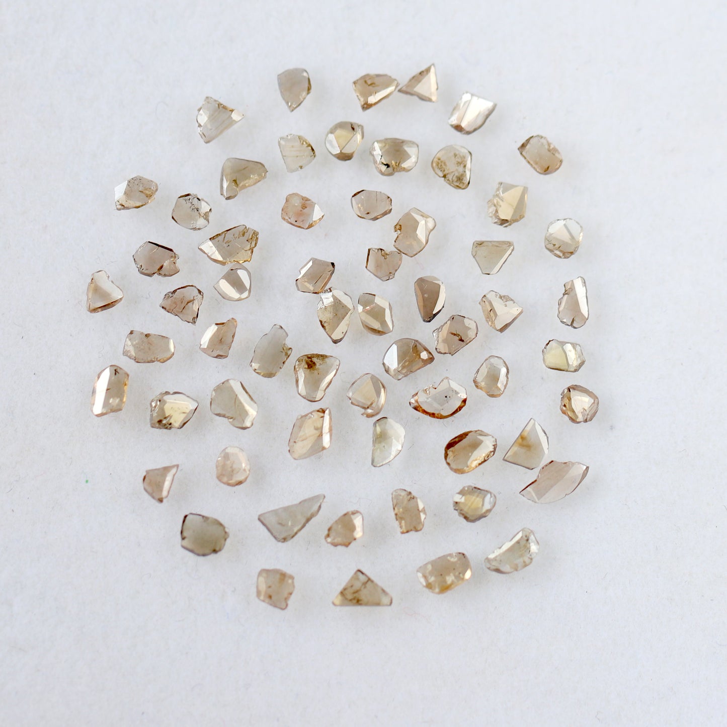 4.37 CT Champagne Loose Slice Polki Diamonds, 3 mm to 5 mm 61 Pcs Conflict Free Diamonds Lot