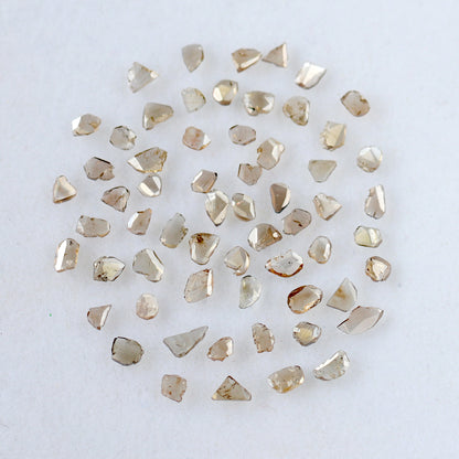 4.37 CT Champagne Loose Slice Polki Diamonds, 3 mm to 5 mm 61 Pcs Conflict Free Diamonds Lot