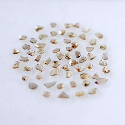 4.37 CT Champagne Loose Slice Polki Diamonds, 3 mm to 5 mm 61 Pcs Conflict Free Diamonds Lot