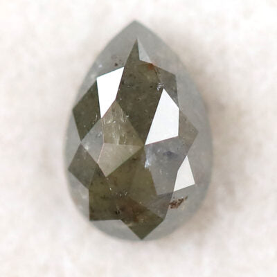 1.03 CT Pear Shape Salt and Pepper Diamond, 7.80 mm Natural Greenish Gray Loose Earth Mined Diamond for Engagement Ring