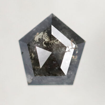 0.65 Natural Geometric cut Salt and Pepper Diamond, 5.80 x 5.40 mm Gray Black Conflict Free Loose Diamond