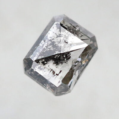 0.41 CT Emerald cut Natural Loose Diamond, 4.70 x 3.70 mm Gray Black Ethical Salt and Pepper Diamond
