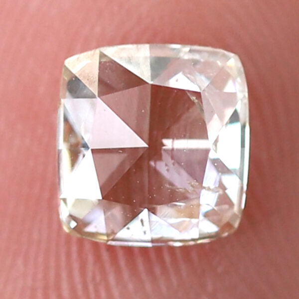 0.76 CT Cushion cut Rose cut Diamond 6 mm Light Brown color Si Clarity Loose Diamond