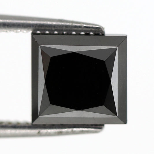 2.06 CT Square cut 7 MM Heated Black Diamond For Wedding Ring