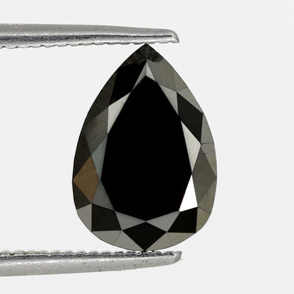 2.66 Ct Pear Shape Black Diamond | 10.5 mm Natural Treated Loose Diamond for Engagement Ring