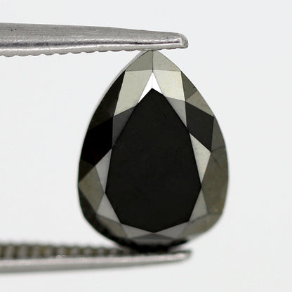 2.66 Ct Pear Shape Black Diamond | 10.5 mm Natural Treated Loose Diamond for Engagement Ring