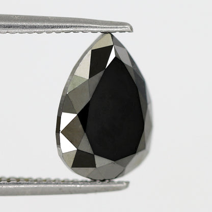 2.66 Ct Pear Shape Black Diamond | 10.5 mm Natural Treated Loose Diamond for Engagement Ring