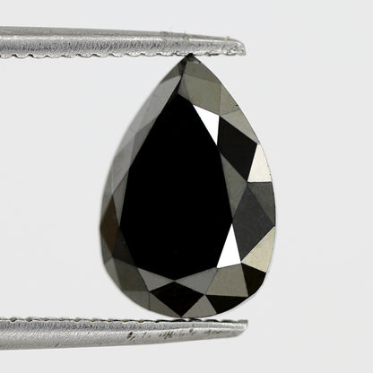 2.66 Ct Pear Shape Black Diamond | 10.5 mm Natural Treated Loose Diamond for Engagement Ring