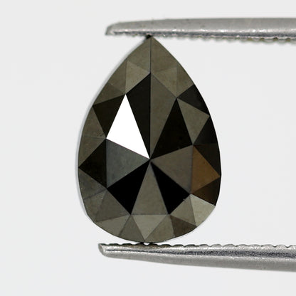 2.66 Ct Pear Shape Black Diamond | 10.5 mm Natural Treated Loose Diamond for Engagement Ring