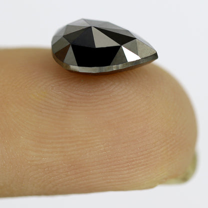 2.66 Ct Pear Shape Black Diamond | 10.5 mm Natural Treated Loose Diamond for Engagement Ring
