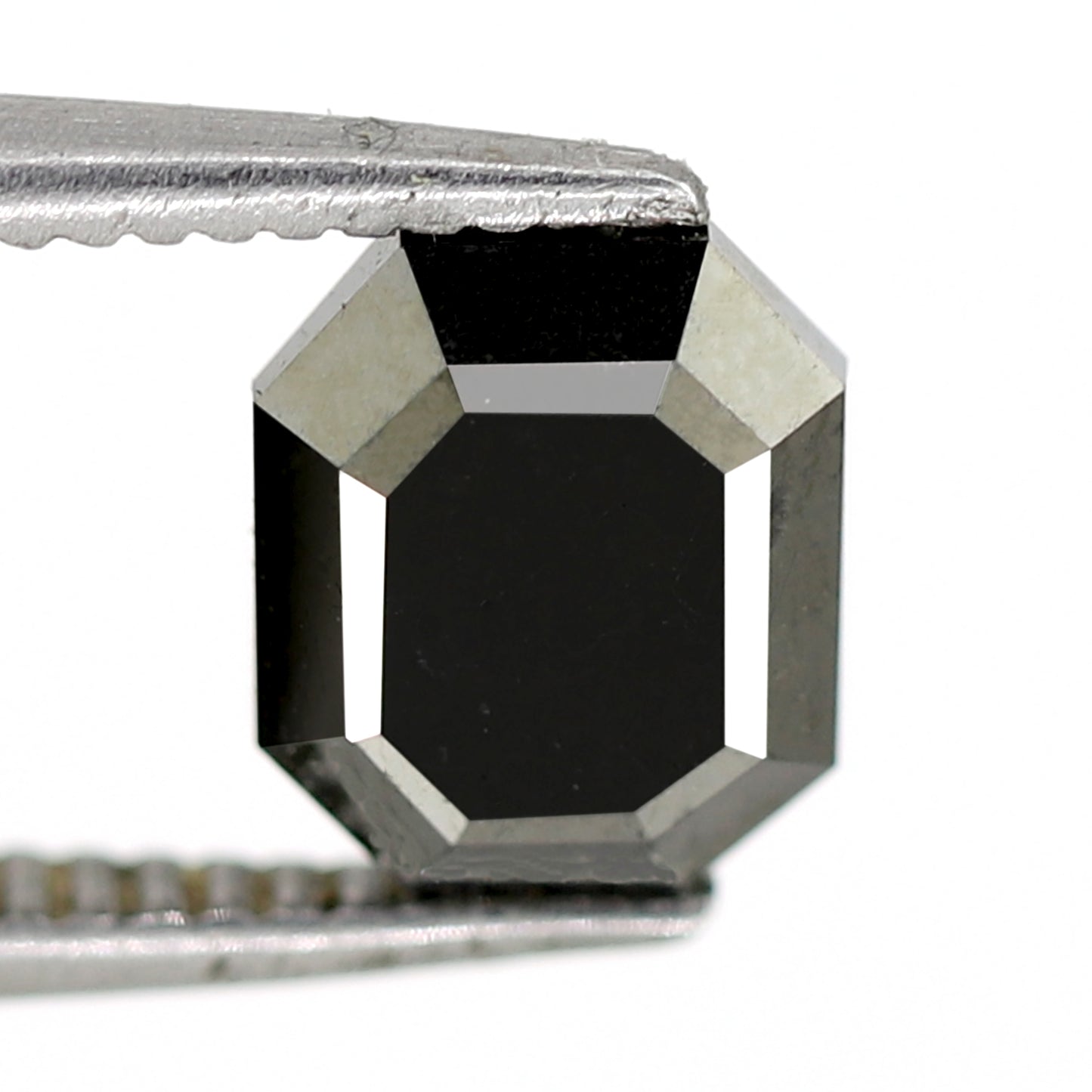 1.25 Ct Natural Treated Black Diamond | Emerald Cut 6.5 mm Loose Diamond for Custom Ring