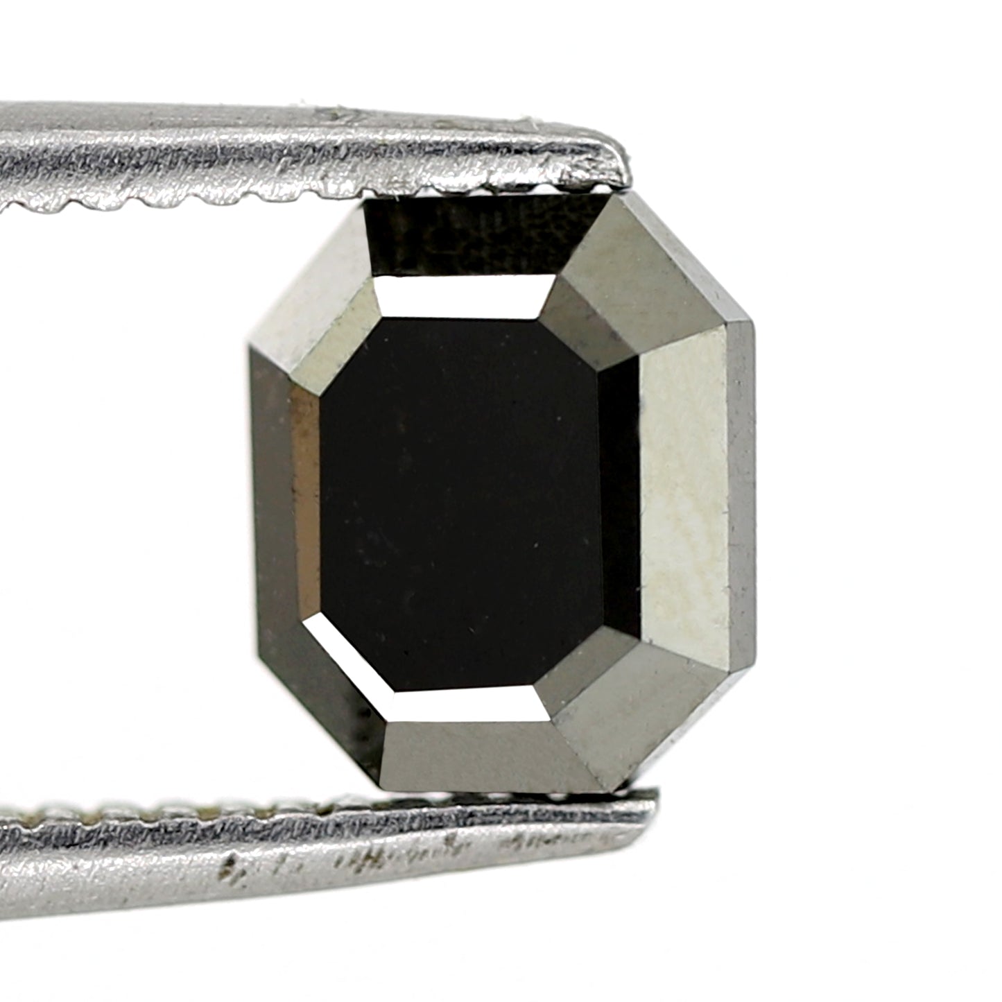 1.25 Ct Natural Treated Black Diamond | Emerald Cut 6.5 mm Loose Diamond for Custom Ring