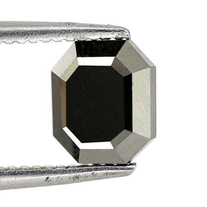 1.25 Ct Natural Treated Black Diamond | Emerald Cut 6.5 mm Loose Diamond for Custom Ring