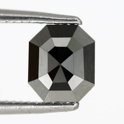 1.25 Ct Natural Treated Black Diamond | Emerald Cut 6.5 mm Loose Diamond for Custom Ring
