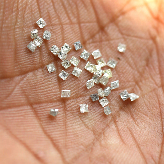 Natural 0.97 Carat Brownish Gray Princess Cut Diamonds Lot, Conflict Free 1.5 to 1.7 mm Loose Diamonds for Bridal Jewelry