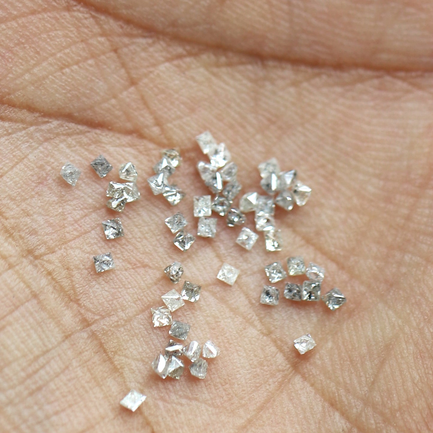 1.01 CT Princess Cut Brownish Gray Diamond Lot, Natural Earth Mined 1.3–1.4 mm Loose Diamonds for Wedding Ring Jewelry- 55 Pcs
