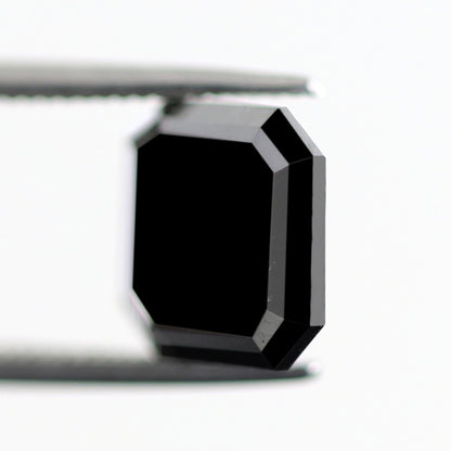 Asscher Cut 3.12 CT Black Diamond, Natural Treated 9.20 mm Loose Diamond for Wedding Ring, Unique Bold Engagement Stone