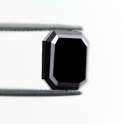 Asscher Cut 3.12 CT Black Diamond, Natural Treated 9.20 mm Loose Diamond for Wedding Ring, Unique Bold Engagement Stone