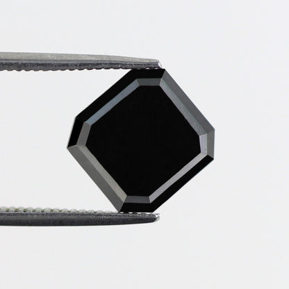 Asscher Cut 3.12 CT Black Diamond, Natural Treated 9.20 mm Loose Diamond for Wedding Ring, Unique Bold Engagement Stone