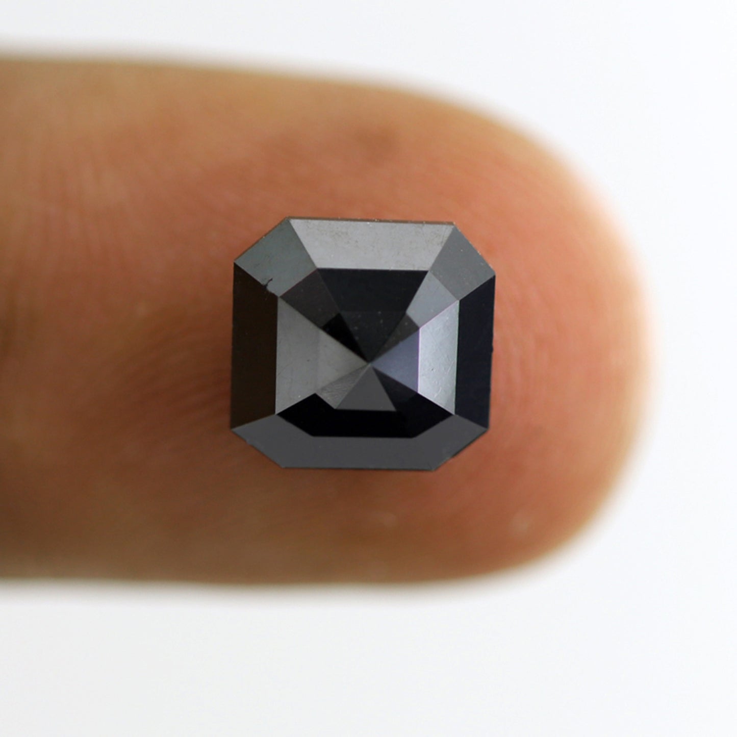 Asscher Cut 3.12 CT Black Diamond, Natural Treated 9.20 mm Loose Diamond for Wedding Ring, Unique Bold Engagement Stone