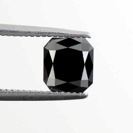 Asscher Cut 1.21 CT Black Diamond, Natural Treated 6.00 x 5.50 mm Loose Diamond for Wedding and Engagement Ring