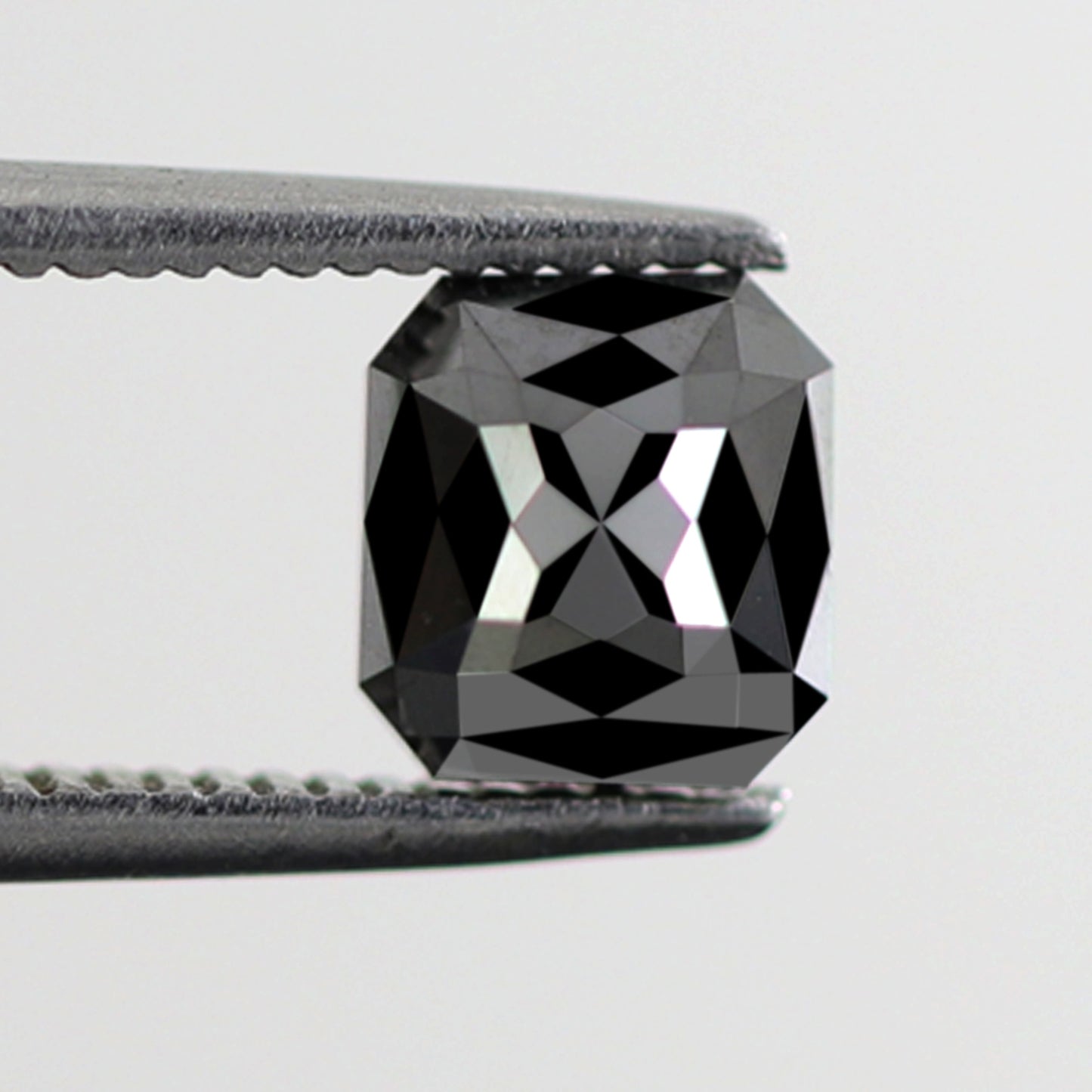 Asscher Cut 1.21 CT Black Diamond, Natural Treated 6.00 x 5.50 mm Loose Diamond for Wedding and Engagement Ring