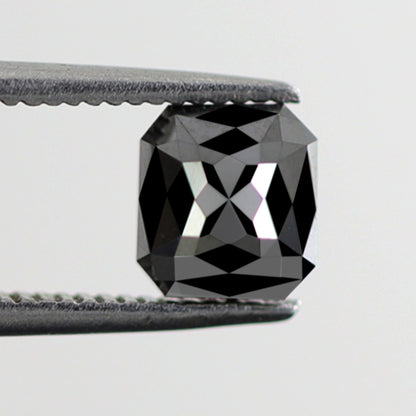 Asscher Cut 1.21 CT Black Diamond, Natural Treated 6.00 x 5.50 mm Loose Diamond for Wedding and Engagement Ring