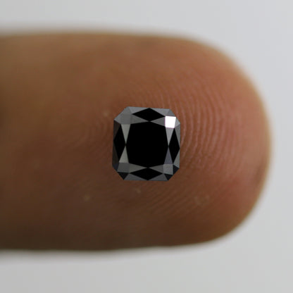 Asscher Cut 1.21 CT Black Diamond, Natural Treated 6.00 x 5.50 mm Loose Diamond for Wedding and Engagement Ring
