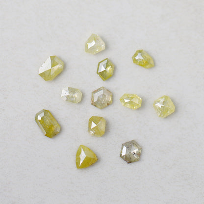 Natural 4.59 Ct Yellow Color Diamonds | 12 Pcs Mixed Shape 4.5–6.5 mm Rustic Loose Diamond Lot For Jewelry