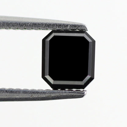 Natural Treated 0.85 CT Emerald Shape Black Diamond, 5.00 mm Loose Diamond for Engagement Ring, Unique Jewelry