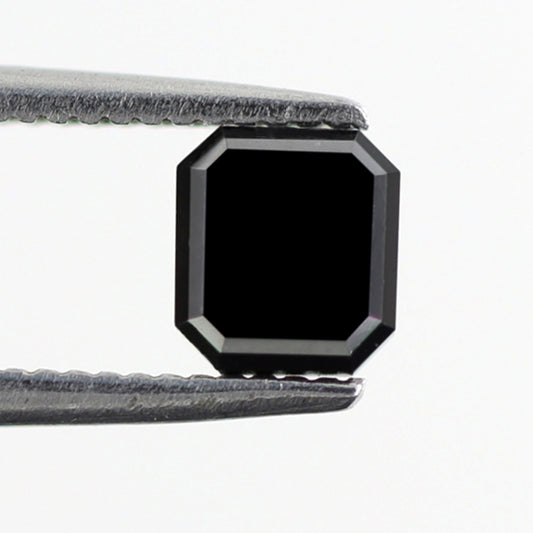 Natural Treated 0.85 CT Emerald Shape Black Diamond, 5.00 mm Loose Diamond for Engagement Ring, Unique Jewelry