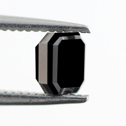 Natural Treated 0.85 CT Emerald Shape Black Diamond, 5.00 mm Loose Diamond for Engagement Ring, Unique Jewelry