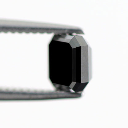Natural Treated 0.85 CT Emerald Shape Black Diamond, 5.00 mm Loose Diamond for Engagement Ring, Unique Jewelry